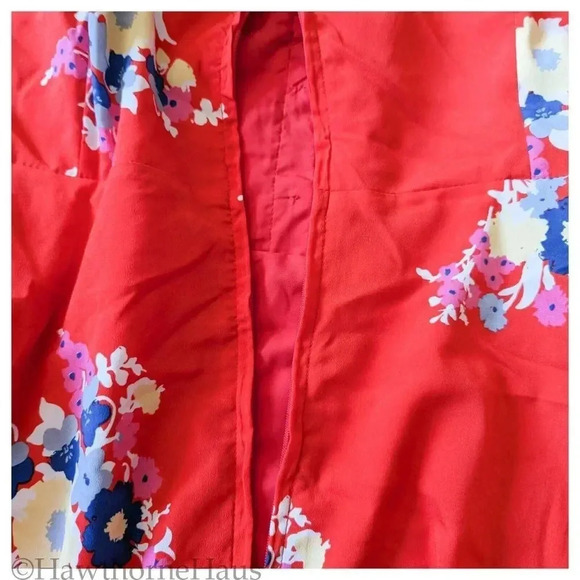 MODCLOTH Living Lightheartedly Sun Dress Size 28 Red Floral Pockets Skater Dress - Picture 5 of 10